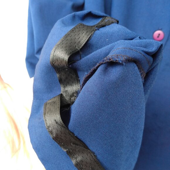 Vintage Plus Size Blue Skirt 36" to 38" Waist Pockets Button Front - Picture 4 of 10